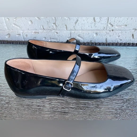 Copper Key Black Patent Ballet Mary Jane’s Flats Taper Square Toe Trendy sz 9.5 - Picture 4 of 5